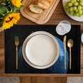 thumbnail image 4 of Blue Fruit Placemats Set of 6, Modern Minimalist Decor Black Background Placemats for Dining Table, Place Mats for Kitchen Tabletop, Waterproof Wipeable Dining Table Mats Set, 4 of 9