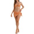 thumbnail image 2 of INSPIRAR CHIC Conjuntos de Bikini de Tres Piezas para Mujeres con Anillo O de Canalé, Parte Inferior de Tanga con Hebilla en la Espalda, Trajes de Baño, Pequeño, Naranja, 2 of 5