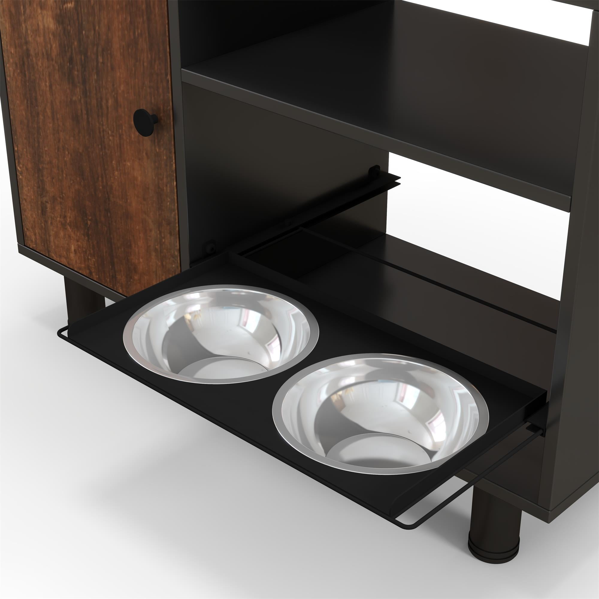 Pefilos 31" Dog Food Storage Cabinet, Large Pet Feeding Station with Stainless Steel Double Pull Out Raised Dog Bowls, Cat Toy Storage Containers Furniture, Black Pefilos 31" Dog Food Storage Cabinet, Large Pet Feeding Station with Stainless Steel Double Pull Out Raised Dog Bowls, Cat Toy Storage Containers Furniture, Black