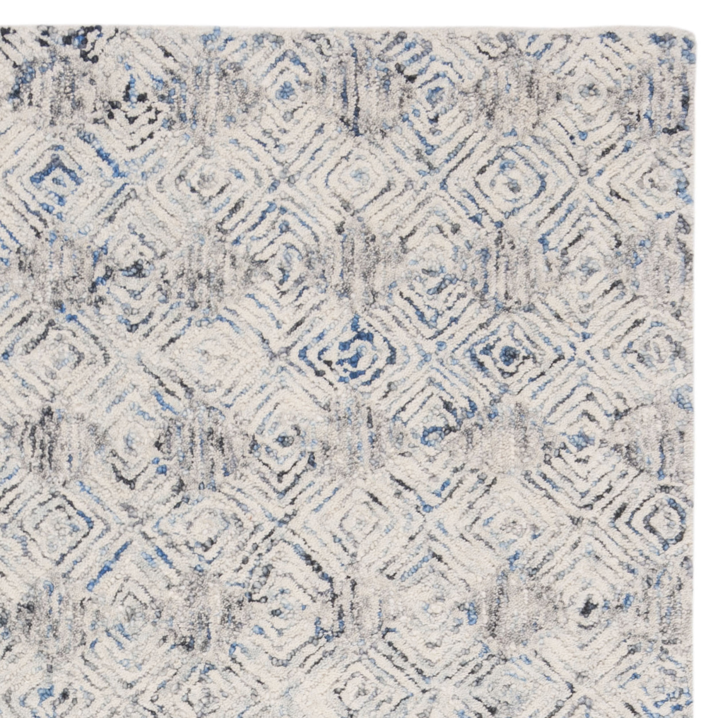 SAFAVIEH Renaissance Glanville Geometric Diamonds Wool Area Rug, Blue/Ivory, 4' x 6'