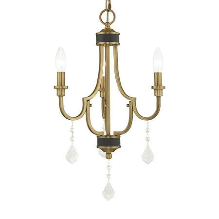 

Livex Lighting 41273 Glendale 3 Light 14 Wide Crystal Pendant - Brass