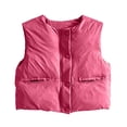 thumbnail image 6 of THDHVS Toddler Vest,Girls Solid Stand Collar Quilted Puffer Vest with Pockets Sleeveless Winter Casual Outerwear,Jackets for Girls Hot Pink 4-5 Years, 6 of 9