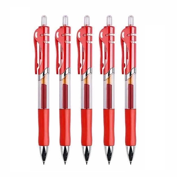 CCOCC 5 Pack Gel Pens,Red Barrel,Medium Point(0.5mm),Red Gel Ink Pens for Home,Office,Journaling,Writing,Note-Taking,Teacher Supplies