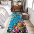 thumbnail image 4 of Runner Rug 2'x6', Ocean Sea Turtle Washable Non-Slip Hallway Runner Rugs, Blue Coastal Fish Coral Jellyfish Marine Life Bedside Rugs Floor Mats Carpet Runners for Kitchen Bathroom Laundry Room, 4 of 8