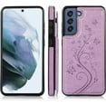 thumbnail image 3 of Phone Case for Samsung Galaxy S21 FE Gaxaly S 21 FE 5G with Tempered Glass Screen Protector Card Holder Wallet Cover Stand Flip Leather Cell Glaxay S21FE5G UW S21FE 21S G5 Cases Women Girl Purple, 3 of 13