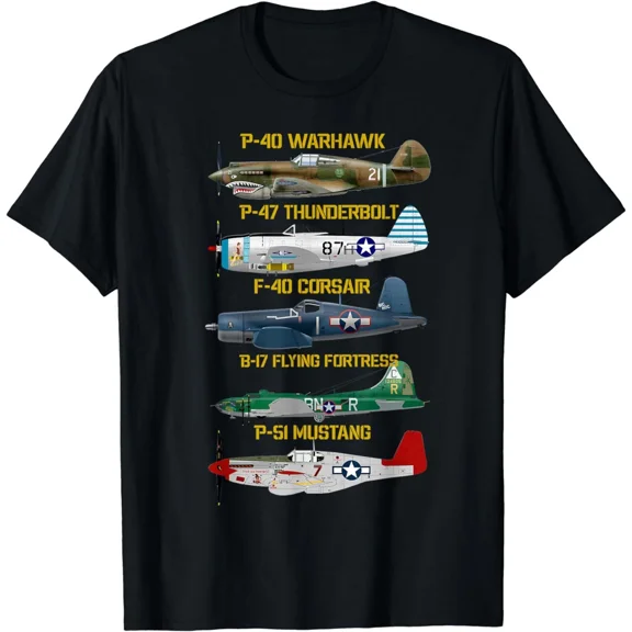 WW2 Planes Warbirds Warplanes Military Gift Unisex T-Shirt, for men & women, up to size 5XL
