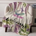 thumbnail image 3 of Throw Blanket for Couch Flower Dragonfly Soft Fleece Flannel Blankets Cozy Lightweight Blanket for Home Sofa Living Room Purple Flower Bed Throws 50" x 60", 3 of 9