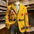 thumbnail image 3 of Abrigo Largo para Hombre, Chaqueta de Vestido Ceremonial de Impresión de Corduro con Bolsillos de Botón, 3 of 4