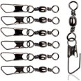 thumbnail image 1 of czcpp-Fishing Barrel Swivel with Double Safety Snaps Brass Fishing Swivels Snaps Hook Lure Line Connector Swivel Interlock Snaps Fishing Tackle 50pcs/100pcs, 1 of 4