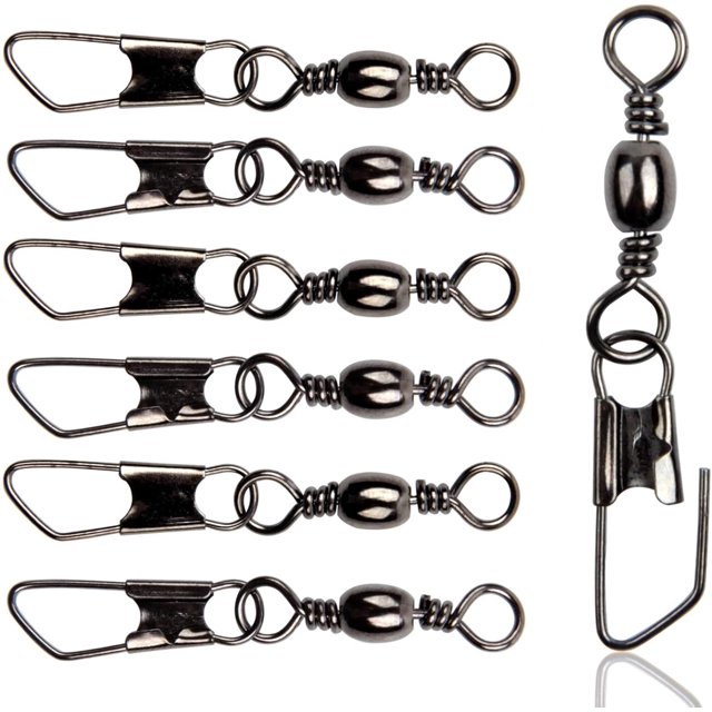 czcpp-Fishing Barrel Swivel with Double Safety Snaps Brass Fishing Swivels Snaps Hook Lure Line Connector Swivel Interlock Snaps Fishing Tackle 50pcs/100pcs