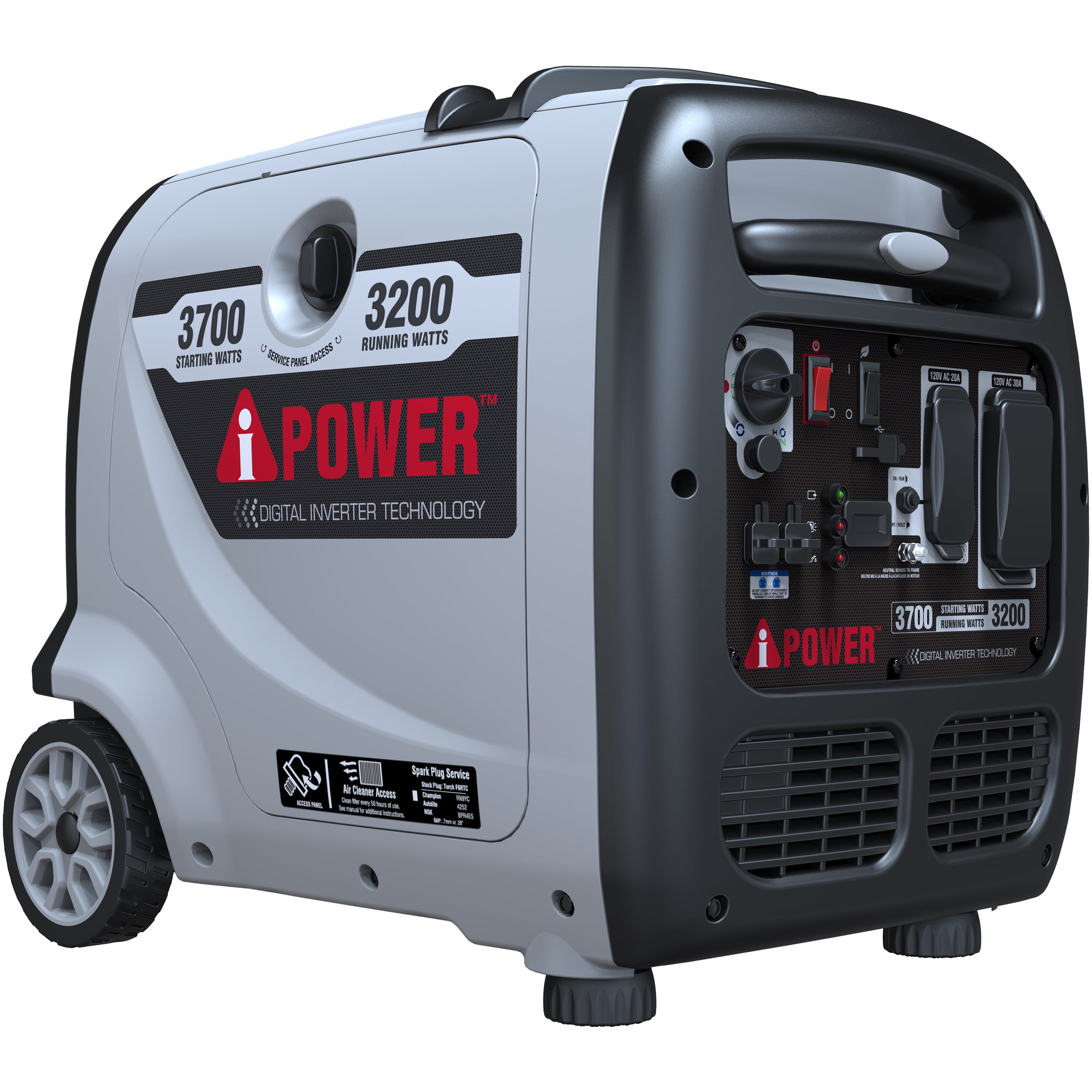 A-iPower Portable Inverter Generator, 3700W RV Ready, EPA Compliant, Portable With Telescopic Handle For Backup Home Use, Tailgating & Camping
