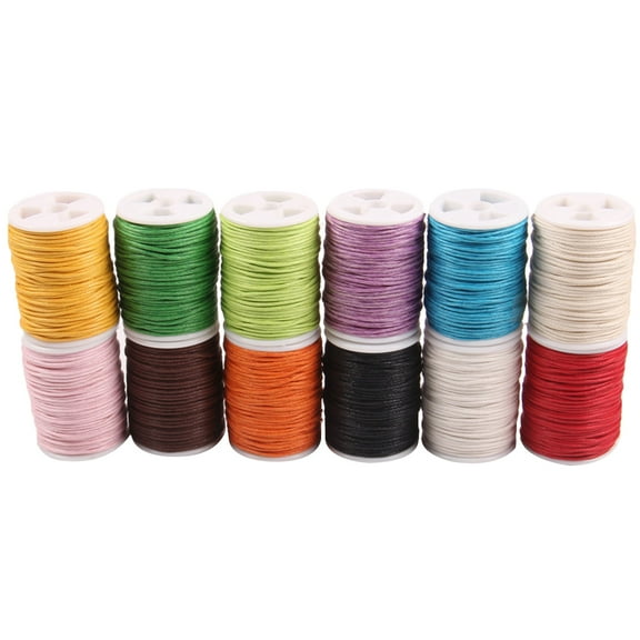 NUOLUX 12pcs 1mmx10m Waxed Cotton Cord DIY Articles Woven Rope Colorful Knitting Rope for Art Decoration (12 Color Mixed Package)