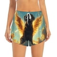 thumbnail image 4 of Lsque Golden Cloud Winged Dog Printed Women's Running Shorts with Liner Pockets,Elastic Quick Dry Workout Athletic Gym Yoga Shorts,Womens High Waist Shorts-Medium, 4 of 9