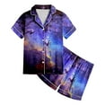 thumbnail image 3 of YOUSNH Tenues pour Filles Ensemble de Pyjamas 2 Pcs pour Enfants Imprimé Graphique Chemise à Manches Courtes Boutonnée Shorts Ensemble de Pyjama Violet_021 4-5 Ans, 3 of 4