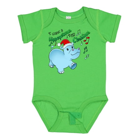 

Inktastic I Want a Hippopotamus for Christmas Hippo in Santa Hat Gift Baby Boy or Baby Girl Bodysuit
