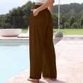 thumbnail image 4 of Jxximdong Cargo Pants for Women, Daily Elastic Waist Pockets Straight Solid Color Casual Pants Loose Long Trousers, Brown Womens Casual Trousers, 4 of 6