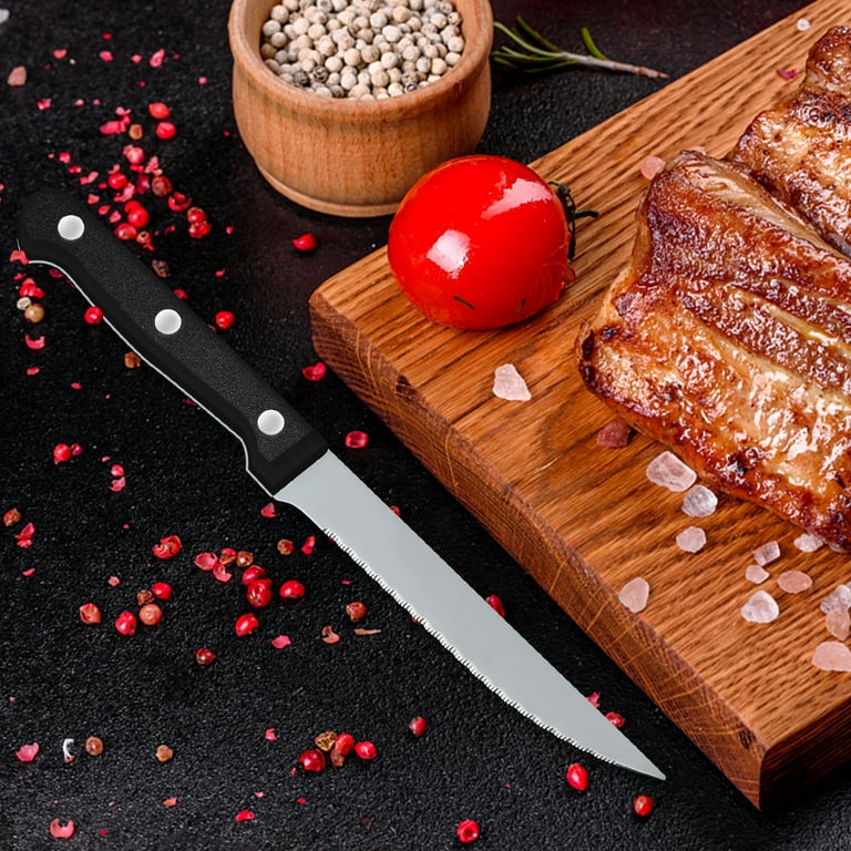 Bestdin Steak Knives, 10 Pieces 4.5 Long Blade Stainless Steel Serrated Steak  Knife Set, Dishwasher Safe, Black Serrated Edge Steel Utility Knives  Steakhouse Cutlery Utensil Dinner Knives 