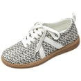 thumbnail image 2 of HTHLVMD Woven Lace Up Sneakers, Linen Casual Shoes, Women Classic Retro Gum Sole Fashion Sneakers Casual Tennis Skate Shoe Genuine Leather Walking Footwear Anti Slip Trainers, Black 7.5, 2 of 5