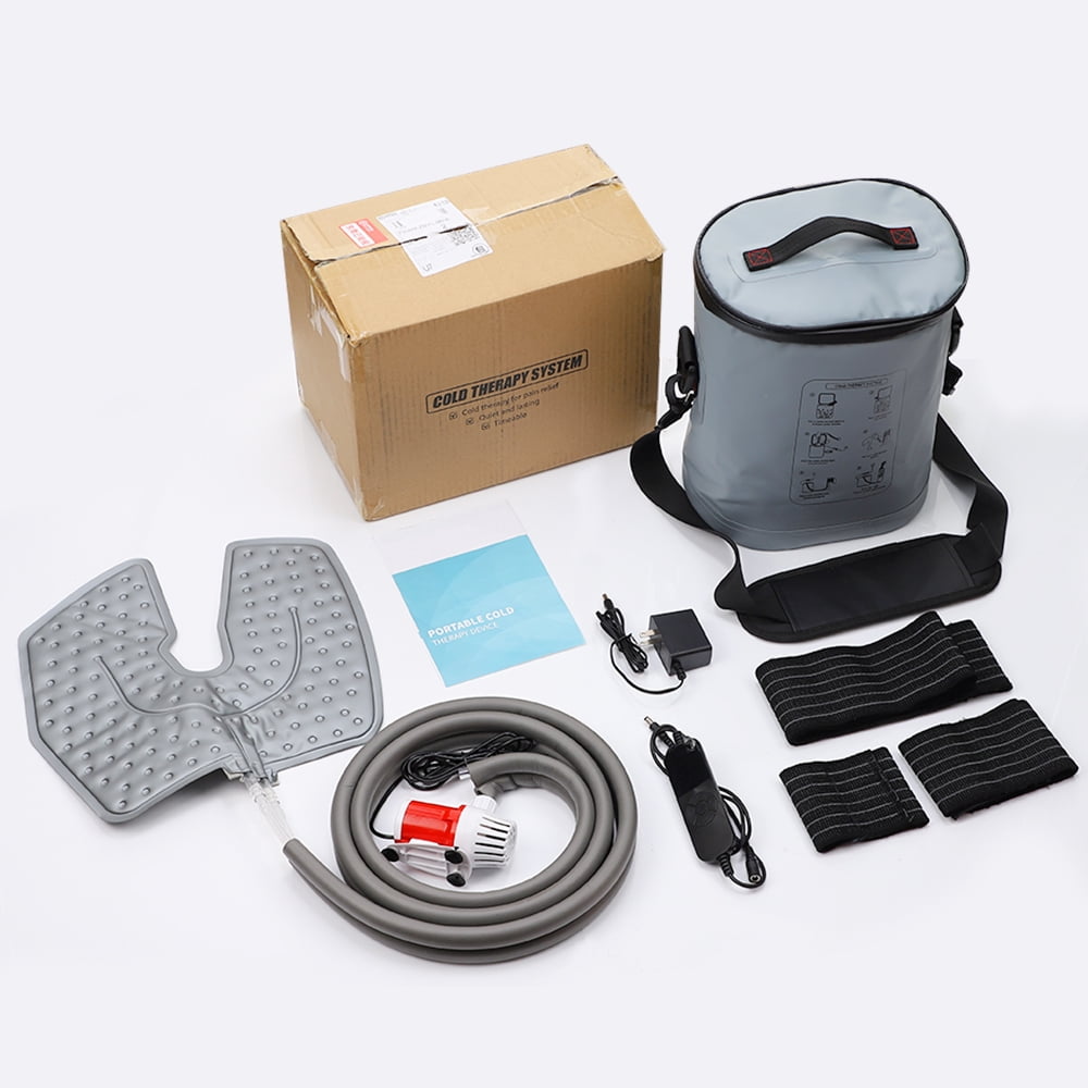 Cold Machine for Knee - Ice Machine 5 Flow & 6 Timer, Cold Pack Machine 15QT Leak-Proof Ice Barrel, Portable Ice Machine for Assist Relaxation for Knee, Shoulder & Ankle, Grey