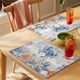 thumbnail image 4 of Crab Coastal Placemats Set of 8 Summer Beach Coral Starfish Blue Grey Place Mats Indoor Wipeable Table Mats Washable Cloth Dining Table Placemats for Kitchen Holiday Party Home Decor 13x19 Inch, 4 of 9