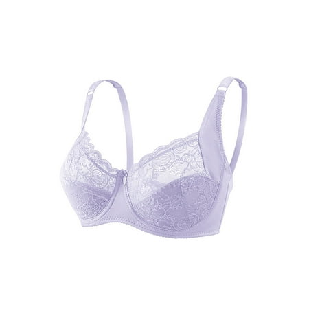 

Haite Ladies Lace Minimizer Bra Underwire Bralettes Daily Wear Adjustable Shoulder Strap Bras Light Purple 40/90E