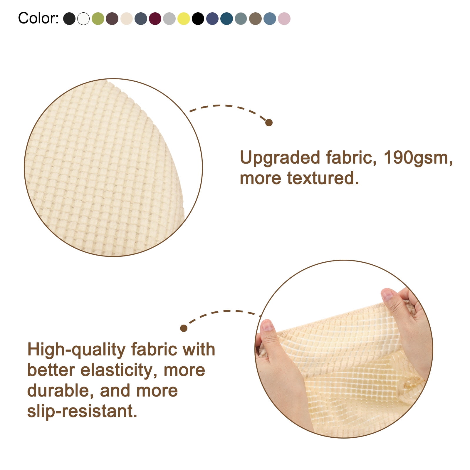 Unique Bargains Upgraded Round Bar Stool Covers for Chairs and Stools with Elastic Khaki