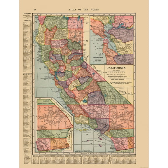 Historic State Map - California - Hammond 1910 - 23 x 29.78 - Vintage Wall Art