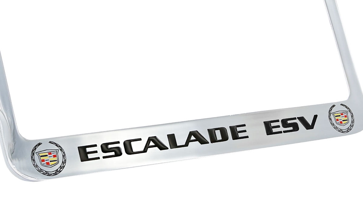 Cadillac Escalade ESV Chrome Plated Brass Metal License Plate Frame Holder