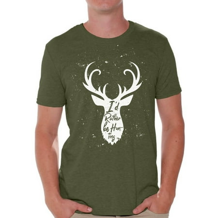Gift Ideas For Boyfriends Dad Awkward Styles I'd Rather be Hunting Men's T Shirt Deer Hunting Shirt for Him I Would Rather be Hunting Shirt for Boyfriend Deer Hunting Lovers Gifts Hunter T Shirt for Dad Hunting Tshirt for Men ()
