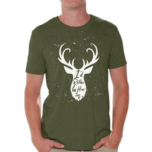 Awkward Styles I'd Rather be Hunting Men's T Shirt Deer Hunting Shirt for Him I Would Rather be Hunting Shirt for Boyfriend Deer Hunting Lovers Gifts Hunter T Shirt for Dad Hunting Tshirt for Men