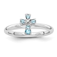 thumbnail image 1 of Sterling Silver Stackable Expressions Rhodium Blue Topaz Cross Ring Size 10, 1 of 3