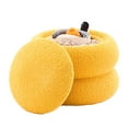 thumbnail image 5 of Tcbosik Cute Macaron Ottoman with Storage, Plush Teddy Velvet Stool for Toy & Blanket Organization - Functional & Decorative Footrest,15"Dia x 11.8"H, Yellow, 5 of 7
