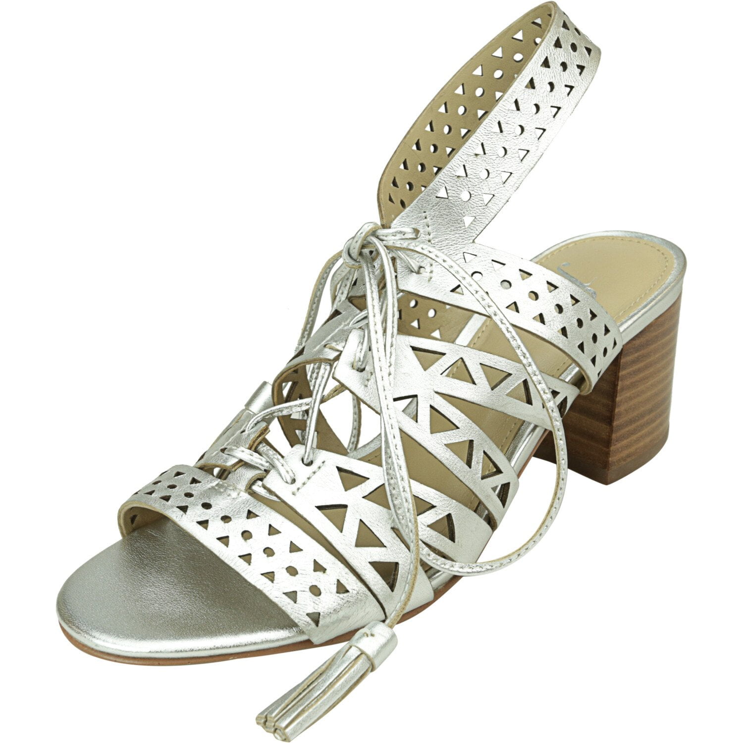matte silver block heels