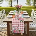 thumbnail image 4 of Table Runners 72 Inches Long Dress Scarves, Pink Spring Floral Farmhouse Kitchen/Dining Table Runner, Coffee Tablerunners, Watercolor Flowers Butterfly Checkered 16x72 Inch, 4 of 9