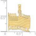 thumbnail image 2 of 10K Yellow Gold Polished Textured God Bless America With Flag Charm (14.35 X 17.85) Made In United States -Jewelry By Sweet Pea, 2 of 5