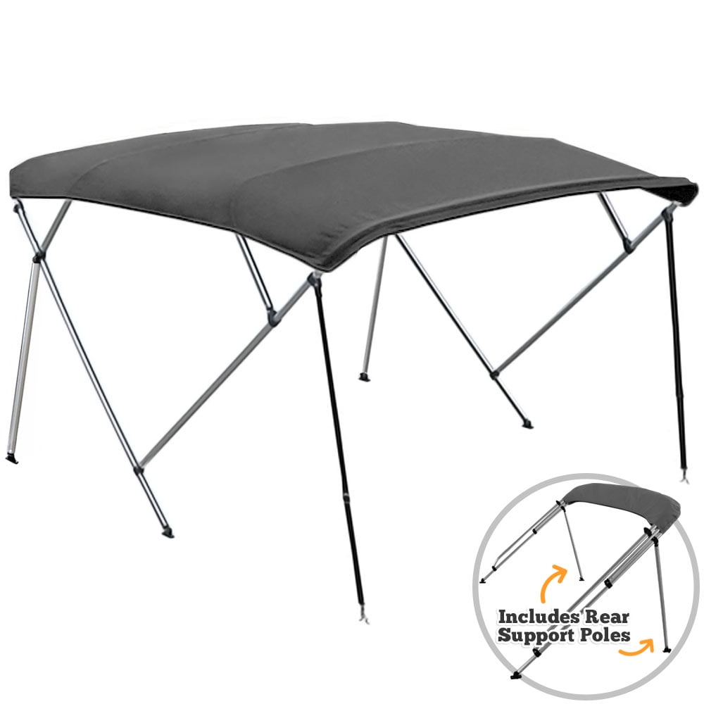 North East Harbor 4 Bow Boat Bimini Top Cover Gray With Zippered Boot Fits 73"-78" Width Beam V-Hull Fishing... by KapscoMoto