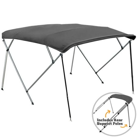 - North East Harbor 4 Bow Boat Bimini Top Cover Gray With Zippered Boot Fits 67