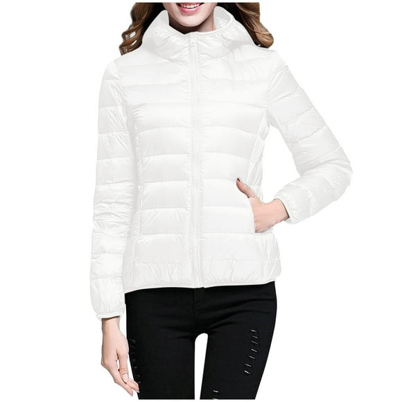 TJAZFJPA White Jacket Women Warm Lightweight Hooded Windproof Winter Coat with Recycled Insulation Winter Slim Short Hooded Warm White Down Coat Outerwear Oversized Jacket for Women