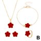 thumbnail image 2 of Conjunto de 4 piezas de joyería coreana con diseño de trébol de cinco hojas, collar de pétalos sencillo para mujer, pulsera de flor de cinco hojas, anillo y pendientes., 2 of 2