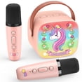 thumbnail image 1 of Máquina de micrófonos para karaoke Delighkidz Unicorn con 2 micrófonos para niños de 4 a 12 años o más, 1 of 7
