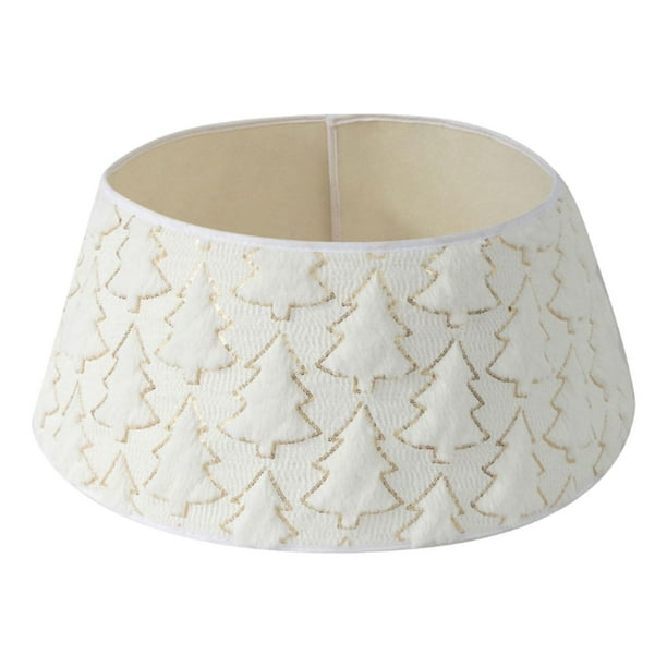 Collar de árbol de Navidad de felpa, bohemio, base de árbol, resistente, lujoso, moderno, para invierno L blanco