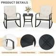 thumbnail image 3 of Walsunny Outdoor Rocking Bistro Set 3 Piece Metal Patio Porch Furniture with 2 Rattan Wicker Patio Cushioned Rocking Chairs 1 Patio Table,Beige Cushion, 3 of 7