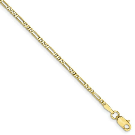 Roy Rose Jewelry 10K Yellow Gold 1.75mm Polished Figaro Link Chain Bracelet ~ Length 7'' inches