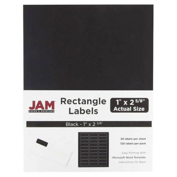 JAM Paper Mailing Address Labels, 1 x 2 5/8, 120/Pack, Black