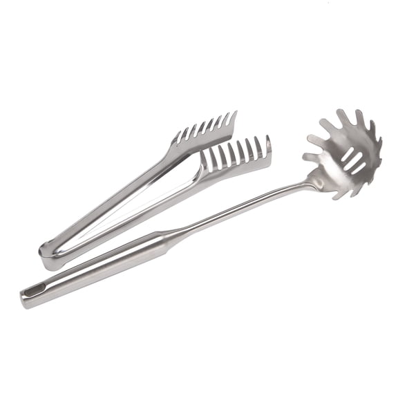 2Pcs Stainless Steel Pasta Server Set, Spaghetti Tong & Serving Spoon Kitchen Noodle Utensils