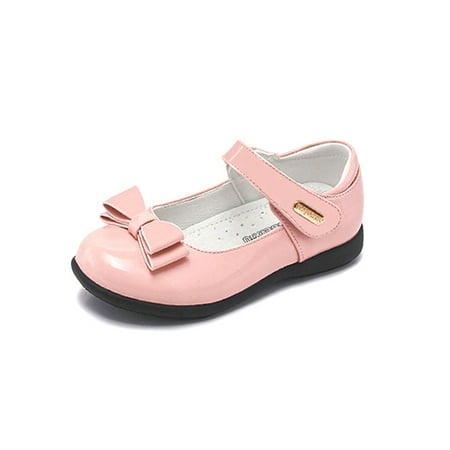 

Wazshop Kids Mary Jane Magic Tape Flat Shoes Comfort Flats Classic Round Toe Dress Loafers Children Princess Shoe Bowknot Lightweight Pink 13C