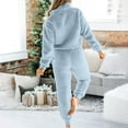 thumbnail image 4 of Idoravan Women Sets Clothing Clearance Womens Long Sleeve Solid Plush Tank Tops Set Elastic Waist Long Pants, 4 of 9