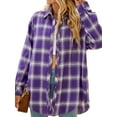 thumbnail image 4 of Fantaslook Plaid Flannel Shirts for Women Oversized Long Sleeve Button Down Shirts Blouses Tops, 4 of 9
