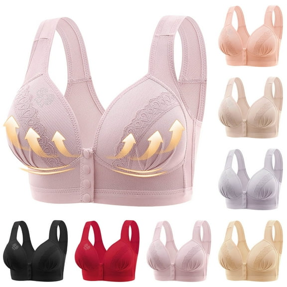 Otvok Ladies Traceless Comfortable No Steel Ring Breathable Front Opening Buckle Bra Woman Underwear