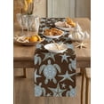 thumbnail image 3 of Marine Life Table Runner, Vintage Blue Sea Turtles Starfish Black Background Cotton Linen Kitchen Table Decoration Washable Dining Tabletop Runners for Home Party Decor 14x72 Inches, 3 of 9